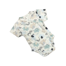 Dalma Réklis Rövid Ujjú Body - Kék/Szürke Elefántos - 62 kombidressz, body