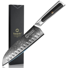 Damaszkusz konyhai kések, 8 hüvelykes penge, ergonómikus fogantyú, 7 hüvelykes Santoku kés kés és bárd