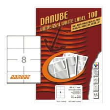 DANUBE 105*71 mm Danube A4 íves etikett címke, fehér színű (100 ív/doboz) etikett