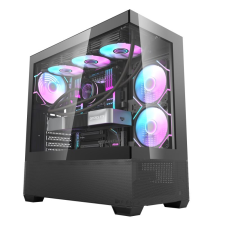 DarkFlash DS900 Air Számítógépház + 7x ARGB Ventilátor - Fekete (DS900 AIR BLACK + FA) számítógép ház