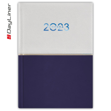 DAYLINER Határidőnapló Contrast A5 napi fehér lapokkal Fehér-kék Dayliner 2023. határidőnapló