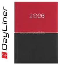 DAYLINER Határidőnapló Contrast A5 napi, fehér lapokkal piros-fekete 2026. (DAYLINER_57788) határidőnapló
