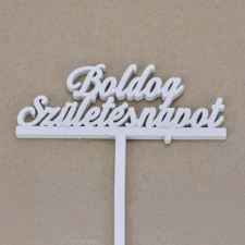 DC Beszúrós fa felirat "Boldog születésnapot" 12cm x 29cm fehér dekorációs kellék