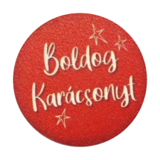 DC Nyomtatott fa tábla - Boldog Karácsonyt 5cm piros dekorációs kellék