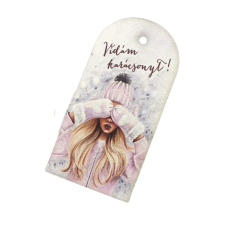 DC Nyomtatott fa tábla - Vidám Karácsonyt! 10cm x 5cm dekorációs kellék