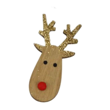 DC Öntapadós fa rénszarvas fej arany aganccsal 6,2cm x 2,9cm karácsonyi dekoráció