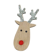 DC Öntapadós fa rénszarvas fej ezüst aganccsal 6,2cm x 2,9cm karácsonyi dekoráció
