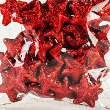 DC Polisztirol csillag 3,5cm csillámos piros dekorációs kellék