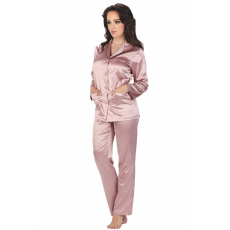 De Lafense Classic rózsaszín női szatén pizsama, hosszú L