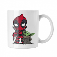 Deadpool és Baby Yoda - Fehér Bögre (2 féle) bögrék, csészék