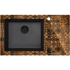 Deante CAPELLA PRECIOUS BRONZ egymedencés, üveg-gránit mosogató, 86x50x20 cm, bronz-fekete ZSCGM2C mosogatótálca
