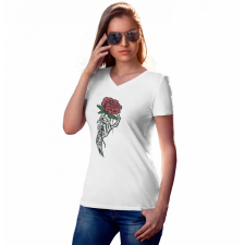  Death rose - Női V-Nyakú Póló női póló