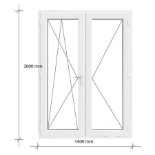 Decco 140x200 Kétszárnyas Erkélyajtó Középen felnyíló + Bukó – Nyíló kivitelben nyílászáró