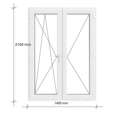 Decco 140x210 Kétszárnyas Erkélyajtó Középen felnyíló + Bukó – Nyíló kivitelben nyílászáró