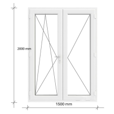 Decco 150x200 Kétszárnyas Erkélyajtó Középen felnyíló + Bukó – Nyíló kivitelben nyílászáró