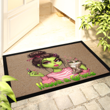Deconline Customs Karácsonyi Egyedi feliratos lábtörlő 40x60 cm Grincs lány cicával" lakástextília