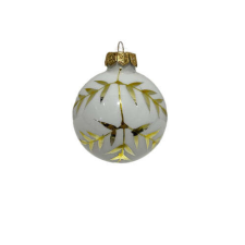 Decoration&amp;Design Kft. Gömb mintás üveg arany 7,5cm faleveles karácsonyfadísz