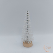  Dekor fenyőfa - csillámos fehér - 6 cm dekoráció