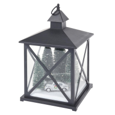  Dekor LED lámpás téli tájjal 38 cm fekete két kivitelben elemes karácsonyfa izzósor