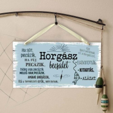 Dekor tábla horgásznak - Horgász becsület grafika, keretezett kép