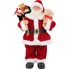 Dekorácia MagicHome Vianoce, Santa s darčekmi a medvedíkom, červený, 30 cm karácsonyi dekoráció