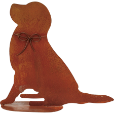  Dekorációs figura kutya ülő fémből 33 cm x 12 cm x 30,5 cm rozsdaszínű kerti dekoráció