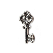 Dekoratív fém medál 9 x 20 mm platina kulcs medál