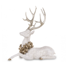 Dekorfigura Jeleń tworzywo sztuczne biały, srebrny 53x50x29cm dekorációs kellék