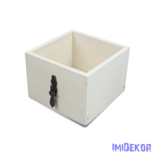 Dekorláda kocka fogantyúval 11x11x8cm - Fehér dekorációs kellék