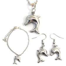  Delfines nyaklánc, fülbevaló és karkötő szett ékszer szett
