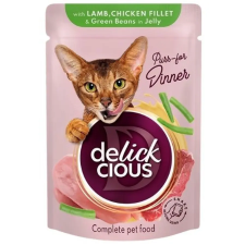 Delickcious Bárányszeletek csirkefilével és zöldbabbal szószban 85g macskaeledel