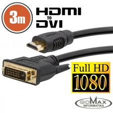delight 20381 HDMI M - DVI-D M Adapterkábel 3m Fekete kábel és adapter