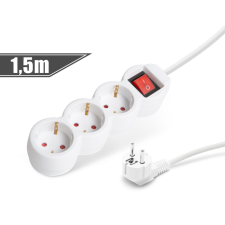 delight 3-as elosztó kapcsolóval 250 V • 10 / 16 A 1,5 m hosszabbító, elosztó