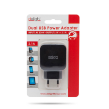 delight 55045-2BK hálózati adapter 2x USB fekete mobiltelefon kellék