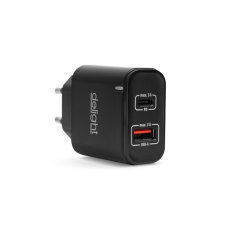 delight 55047BK USB-C / USB-A Hálózati töltő - Fekete (5V / 3A) (55047BK) mobiltelefon kellék