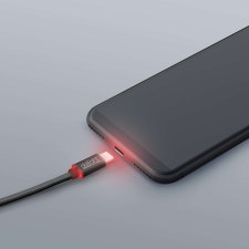 delight Adatkábel - iPhone &amp;#34;lightning&amp;#34; LED fénnyel fekete - 1 m kábel és adapter