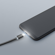 delight Adatkábel - iPhone "lightning" LED fénnyel fekete - 1 m kábel és adapter