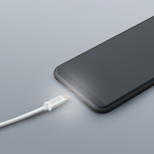 delight Adatkábel - MicroUSB LED fénnyel fehér - 1 m kábel és adapter
