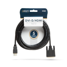 delight DVI-D (Dual Link) - HDMI kábel 5m Black aranyozott kábel és adapter