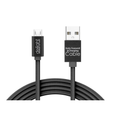 delight microUSB adatkábel LED fénnyel 1m, fekete (55442M-BK) (55442M-BK) kábel és adapter