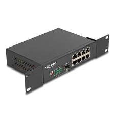  Delock 10&quot; Gigabit Ethernet-kapcsoló, 8 port + 1 SFP kábel és adapter