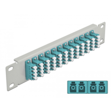 DELOCK 10 üvegszálas patch panel 12 portos LC Quad vízkék 1U szürke egyéb hálózati eszköz
