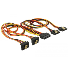 DELOCK 15 pin-es SATA tápcsatlakozó kábel 2x egyenes / 2x lefelé kimenettel 50cm (60152) kábel és adapter