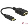 DELOCK 15cm USB Type-C 2.0 apa - USB 2.0 A típusú anya fekete adatkábel (DL65579)