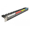 DELOCK 19 , 24 portos Keystone patch panel kábel rögzítő sínnek, jelző mezővel és porvédelemmel 1U fekete