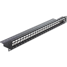 DELOCK 19" 24 portos Keystone patch panel tehermentesítővel (43277) (d43277) asztali számítógép kellék