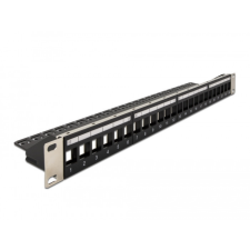 DELOCK 19 Keystone patchpanel terhelésmentesítővel, 24 portos, fekete egyéb hálózati eszköz