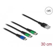 DELOCK 30 cm hosszú, USB töltő kábel 3 az 1 A-típusú apa Micro USB -, es 2 x USB Type-C csatlakozáshoz kábel és adapter