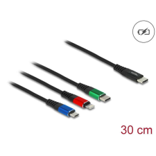 DELOCK 30 cm hosszú, USB töltő kábel 3 az 1 USB Type-C apa Lightning -, Micro USB- és USB Type-C... kábel és adapter
