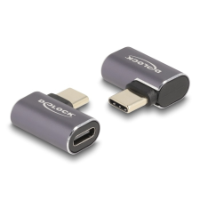 DELOCK 60047 USB-C apa - USB-C anya 90° csatlakozó - Szürke kábel és adapter